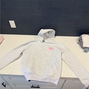 White Fox Boutique Light Gray Hoodie with Pink Logo